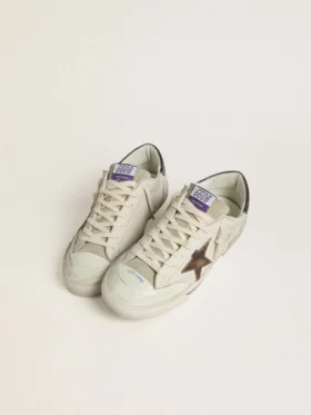 Super-Star LTD para hombre en ante con estrella de piel marrón y lengüeta trasera de piel metalizada
