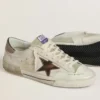 Super-Star LTD para hombre en ante con estrella de piel marrón y lengüeta trasera de piel metalizada