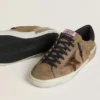 Super-Star LTD para hombre en ante encerado con estrella con estampado de pitón y lengüeta trasera de piel napa