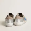 Super-Star LTD para hombre en ante metalizado plateado con estrella de piel y lengüeta trasera de ante
