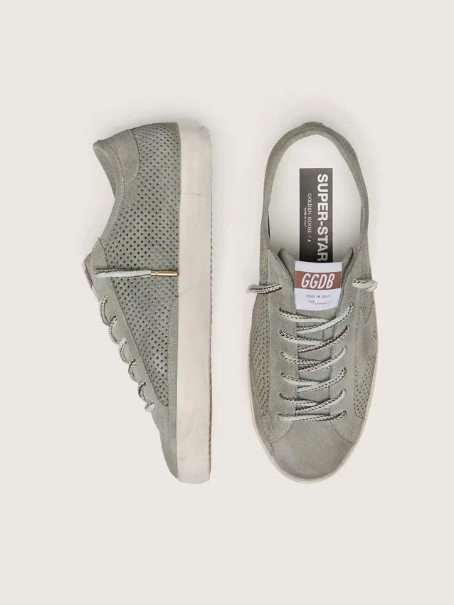 Super-Star LTD para hombre en ante verde perforado con estrella de ante a juego