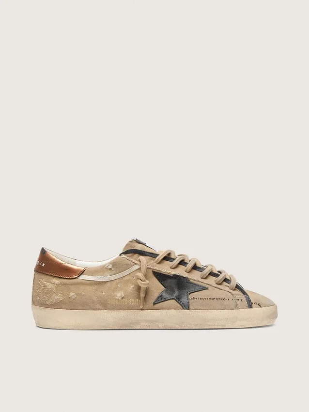 Super-Star LTD para hombre en lona beige con estrella de piel negra