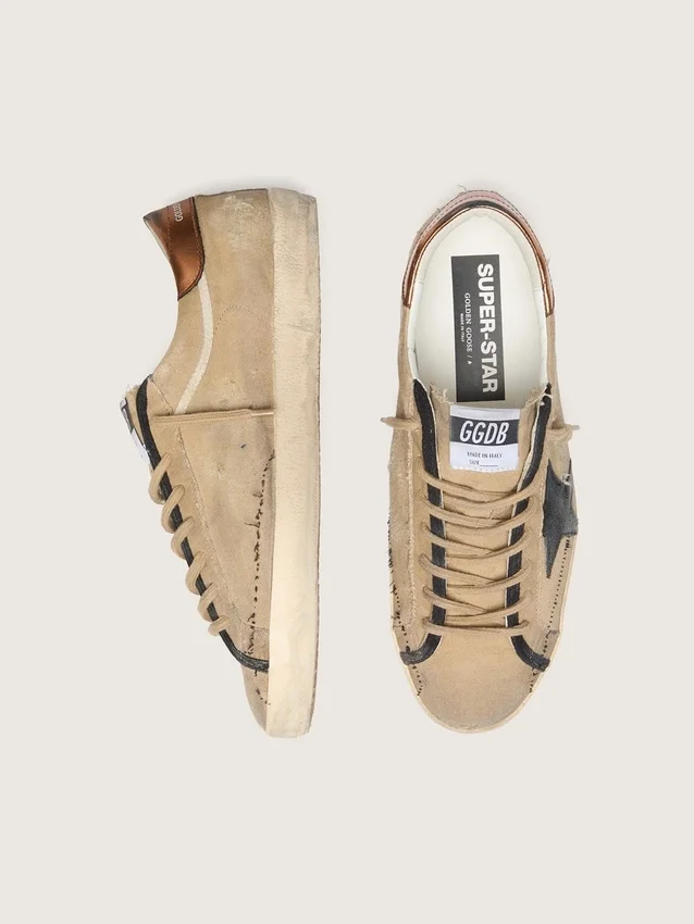 Super-Star LTD para hombre en lona beige con estrella de piel negra