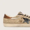 Super-Star LTD para hombre en lona beige con estrella de piel negra