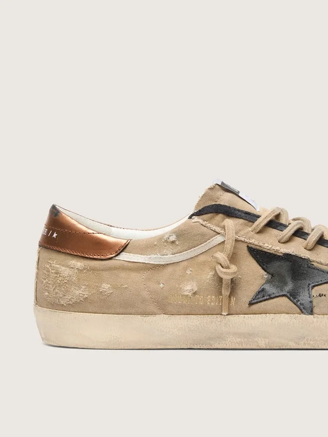 Super-Star LTD para hombre en lona beige con estrella de piel negra