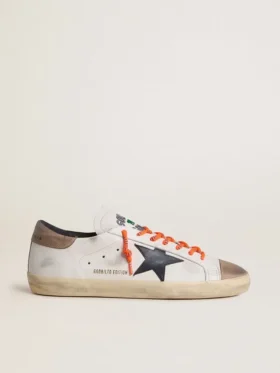 Super-Star LTD para hombre en piel con estrella de piel negra y lengüeta del talón de piel beige