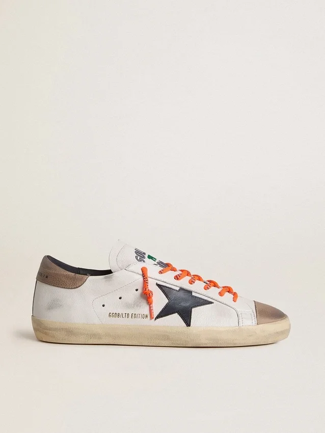 Super-Star LTD para hombre en piel con estrella de piel negra y lengüeta del talón de piel beige
