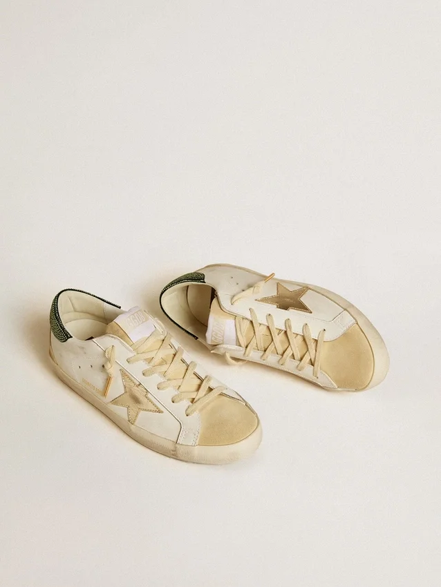Super-Star LTD para mujer con estrella de piel y lengüeta del talón con cristales Swarovski