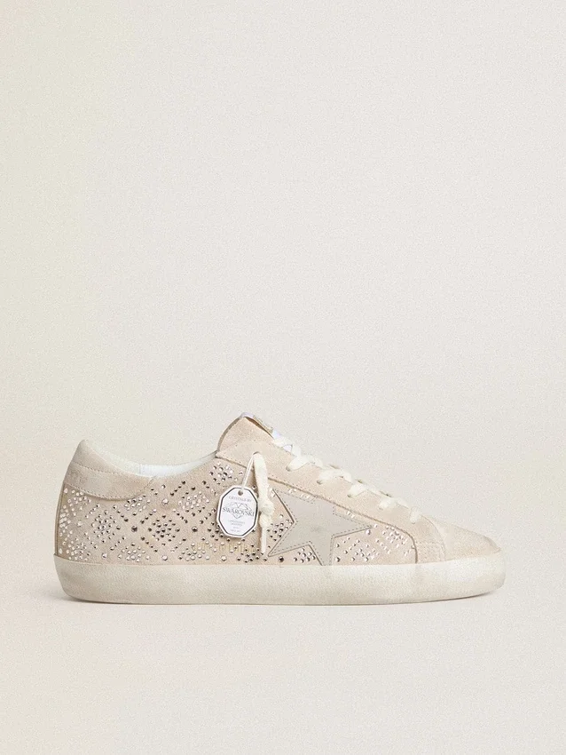 Super-Star LTD para mujer en ante con cristales Swarovski y estrella de piel gris hielo