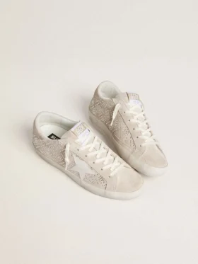 Super-Star LTD para mujer en ante con cristales Swarovski y estrella de piel gris hielo