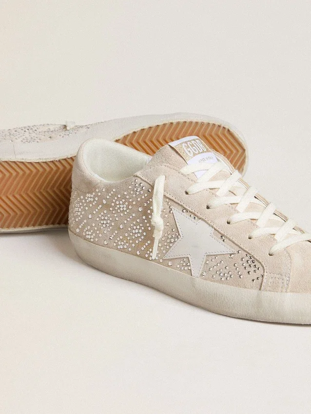 Super-Star LTD para mujer en ante con cristales Swarovski y estrella de piel gris hielo