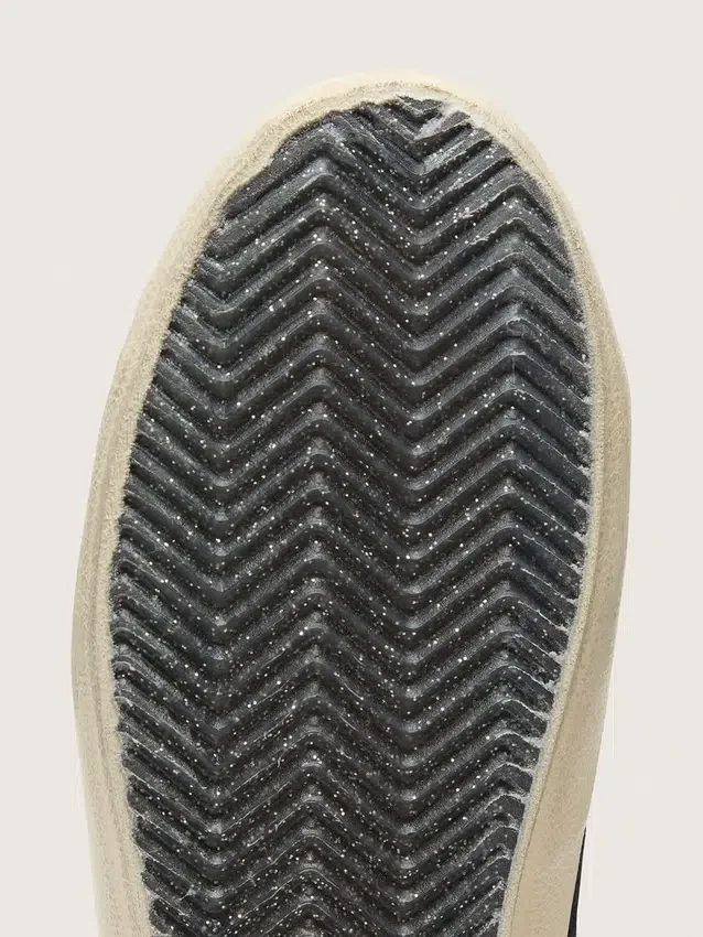 Super-Star LTD para mujer en ante negro con estrella negra brillante y lengüeta del talón de piel negra