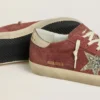 Super-Star LTD para mujer en ante rojo con estrella plateada brillante y lengüeta del talón de piel laminada