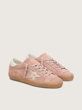 Super-Star LTD para mujer en ante rosa con estrella de piel metalizada platino