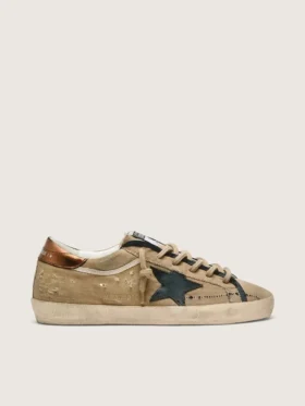 Super-Star LTD para mujer en lona beige con estrella de piel negra
