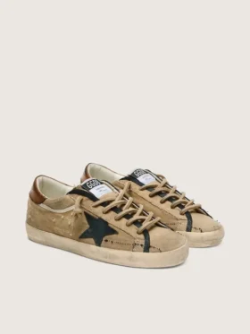 Super-Star LTD para mujer en lona beige con estrella de piel negra