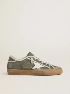 Super-Star LTD para mujer en lona verde con estrella de piel blanca