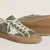 Super-Star LTD para mujer en lona verde con estrella de piel blanca