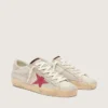 Super-Star LTD para mujer en piel de potro blanca con estrella de ante rojo