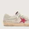 Super-Star LTD para mujer en piel de potro blanca con estrella de ante rojo