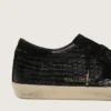 Super-Star LTD para mujer en piel negra con estampado de cocodrilo, estrella de ante negro y lengüeta del talón