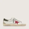 Super-Star para hombre con estrella de ante rojo y lengüeta del talón de cuero verde