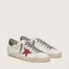 Super-Star para hombre con estrella de ante rojo y lengüeta del talón de cuero verde