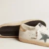 Super-Star para hombre con estrella de ante y lengüeta en el talón de piel con estampado de serpiente platino