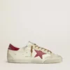 Super-Star para hombre con estrella de cuero rojo e inserciones de ante beige