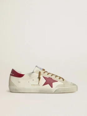 Super-Star para hombre con estrella de cuero rojo e inserciones de ante beige