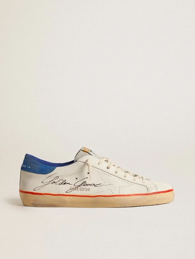 Super-Star para hombre con estrella perforada y lengüeta del talón de ante azul