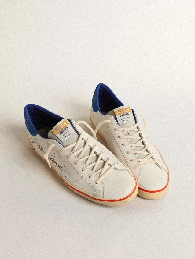Super-Star para hombre con estrella perforada y lengüeta del talón de ante azul