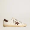 Super-Star para hombre de origen biológico con estrella de lona y lengüeta del talón de piel marrón oscuro