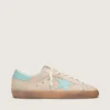 Super-Star para hombre en ante beige con estrella verde aguamarina