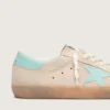 Super-Star para hombre en ante beige con estrella verde aguamarina