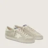Super-Star para hombre en ante gris claro con estrella de piel blanca