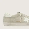 Super-Star para hombre en ante gris claro con estrella de piel blanca