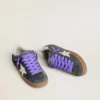 Super-Star para hombre en ante gris con estrella de piel blanca y lengüeta trasera de piel plateada