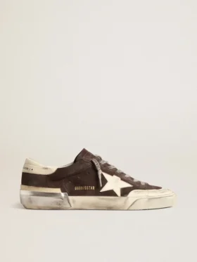 Super-Star para hombre en ante gris con estrella y lengüeta del talón de napa cruda