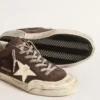 Super-Star para hombre en ante gris con estrella y lengüeta del talón de napa cruda