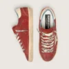 Super-Star para hombre en ante rojo con estrella de piel color crema