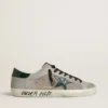 Super-Star para hombre en napa y ante con estrella de piel verde con estampado de cocodrilo