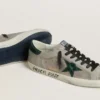 Super-Star para hombre en napa y ante con estrella de piel verde con estampado de cocodrilo