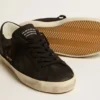 Super-Star para hombre en nubuck negro con estrella perforada y lengüeta del talón de nubuck negro
