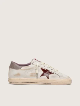 Super-Star para hombre en piel blanca con estrella de piel laminada en color burdeos
