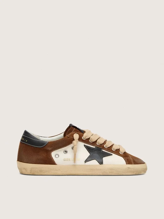 Super-Star para hombre en piel blanca y ante marrón con estrella de piel negra