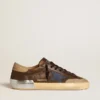 Super-Star para hombre en piel con estrella de piel azul y lengüeta del talón de nubuck beige