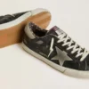 Super-Star para hombre en piel negra con estrella de ante gris y lengüeta en el talón