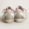 Super-Star para mujer con estrella de ante gris y lengüeta del talón de piel rosa