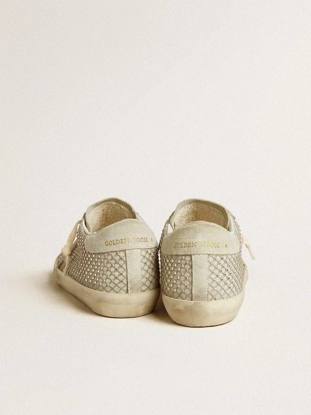 Super-Star para mujer con estrella de ante gris y malla de cristales Swarovski